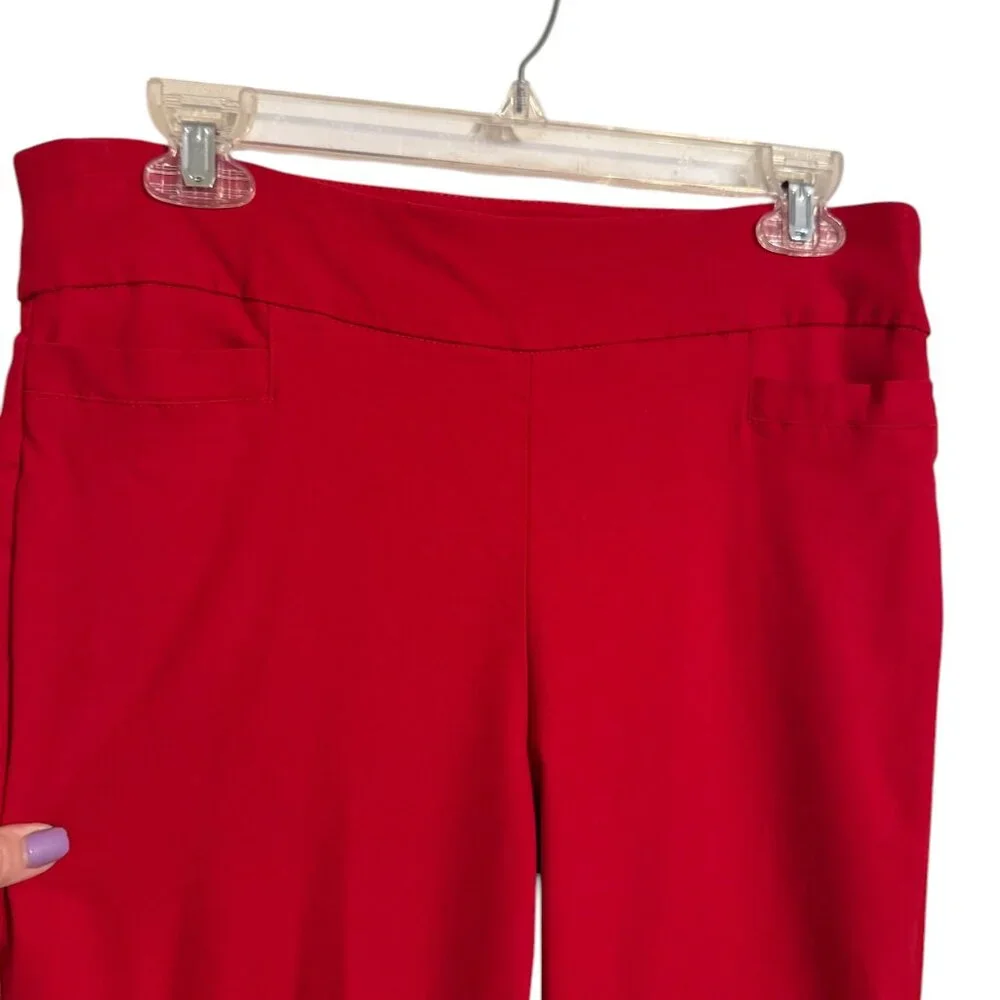 NWT KIM ROGERS PULL on STYLE TUMMY CONTROL RED PANTS 10 PETITE #C